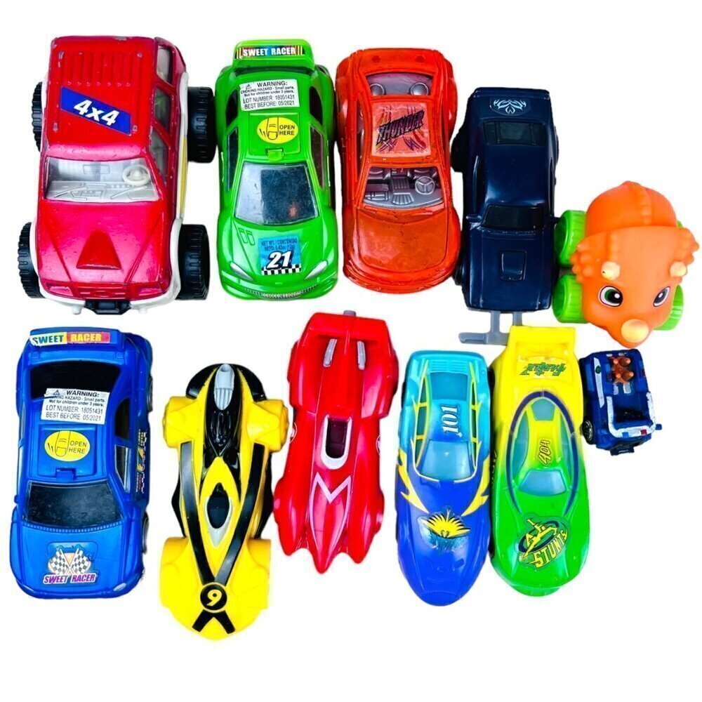 Vintage Plastic Car Lot of 11 McDonalds 5" & Under Nascar Spin Master Speed Race